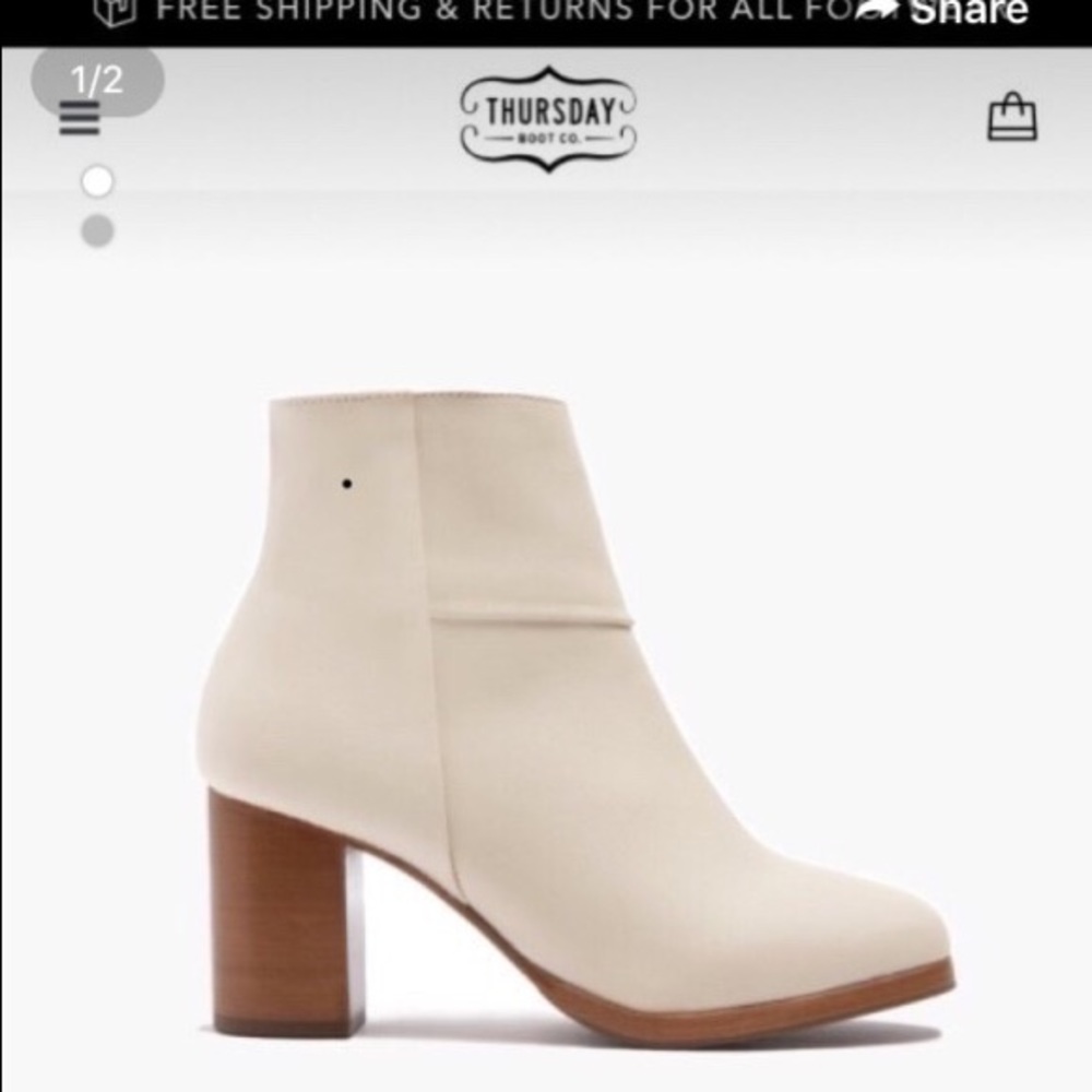 Size 6 genuine white leather Thursday booties
